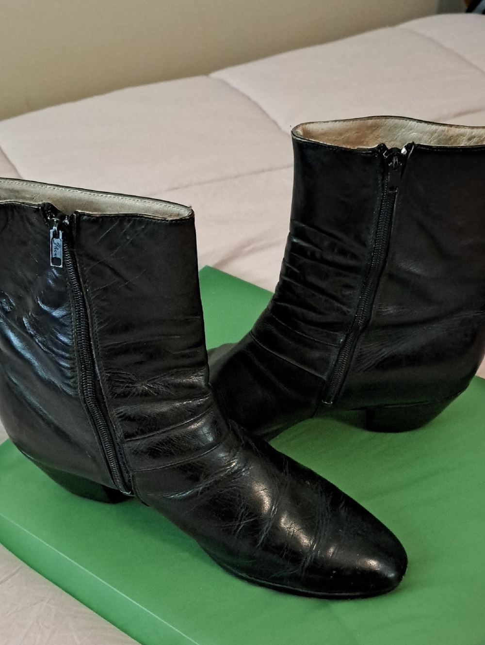 Black Leather Mens Ankle Boots with Side Zip